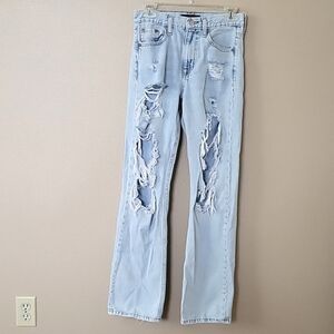 Aeropostale Womens Ripped 90s Baggy Denim Jeans - Size 0